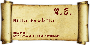 Milla Borbála névjegykártya